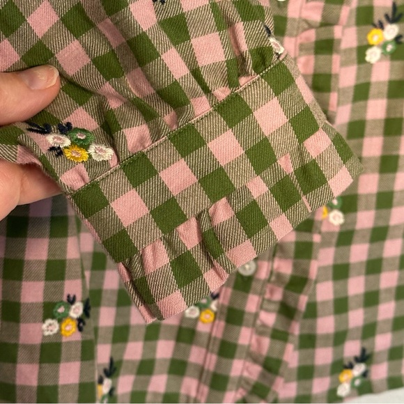 Boden Helena Brushed Cotton Ruffled Gingham and Floral Embroidered Blouse -US 8 - Picture 9 of 11
